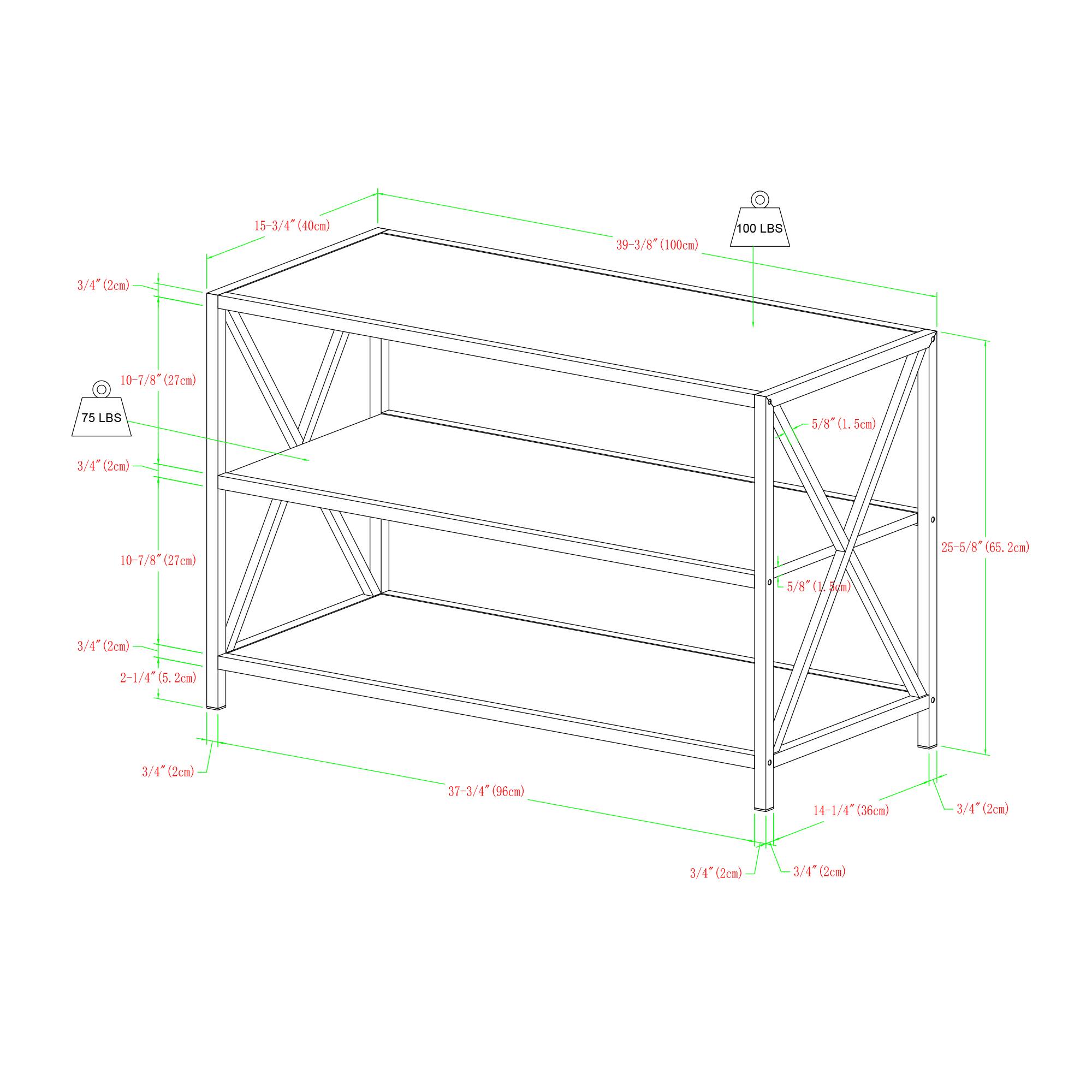 Walker Edison Rustic Oak X-Frame Industrial Wood Bookshelf